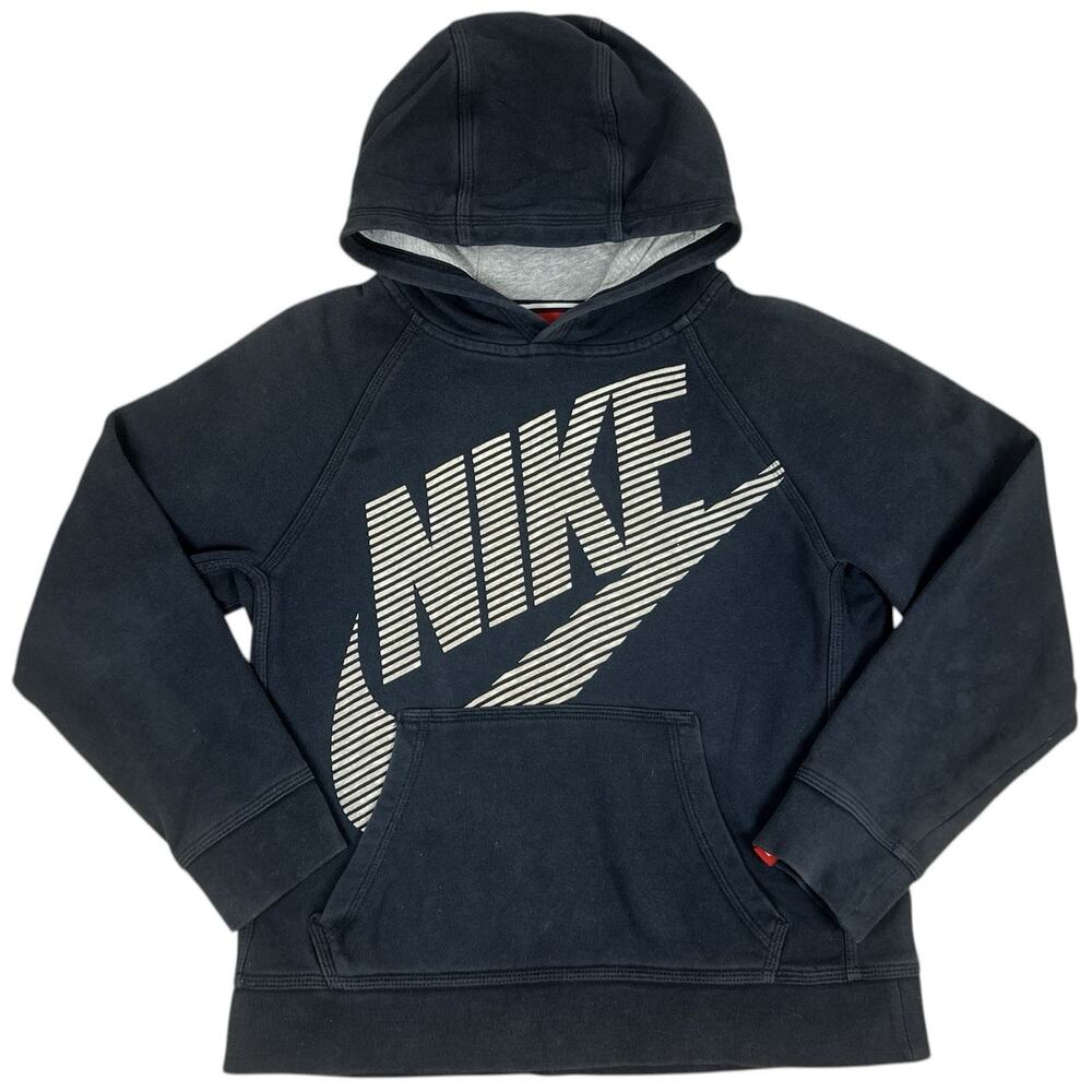 Vintage Nike Big Logo Hoodie Youth Medium Blue Pullover Sweatshirt Swoosh